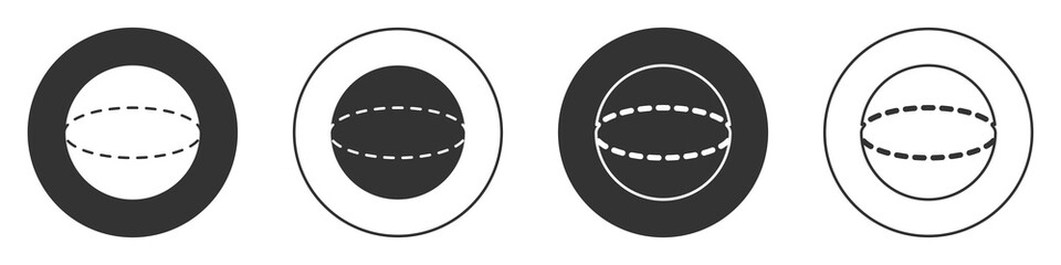 Black Geometric figure Sphere icon isolated on white background. Abstract shape. Geometric ornament. Circle button. Vector