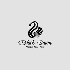 Black swan logo design template. Vector illustration