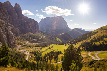 Gorgeous Dolomite mountains in Italy, a famous travel destination