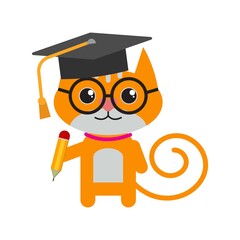 cute cat logo cartoon illustration vector graphic