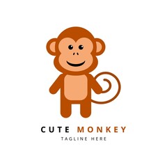 cute monkey logo cartoon illustration vector graphic