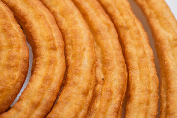 Spanish churros and porras thread before cutting. Churros. Porras.