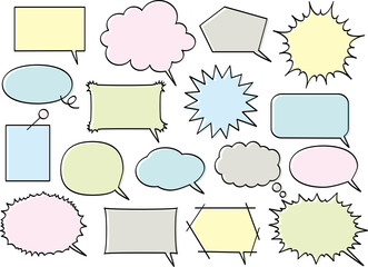 ポップなカラーの吹き出しセット　ベクター素材