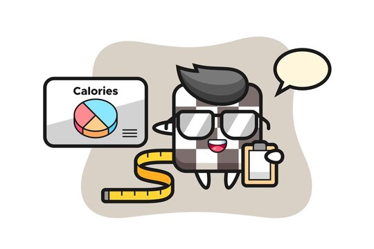 Illustration of chess board mascot as a dietitian