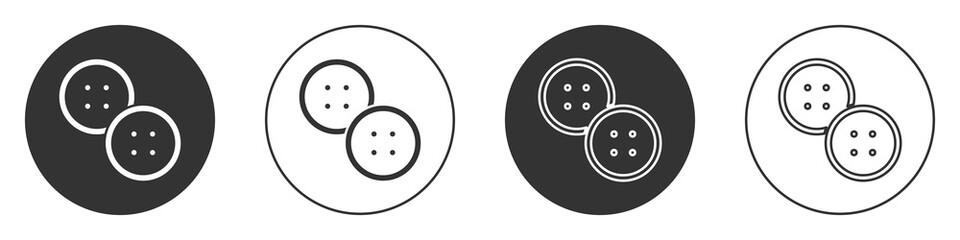 Black Sewing button for clothes icon isolated on white background. Clothing button. Circle button. Vector