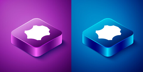 Isometric Leather icon isolated on blue and purple background. Square button. Vector