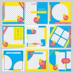 9 Slides modern promotion square web banner for social media. modern banner designs. Vector illustration