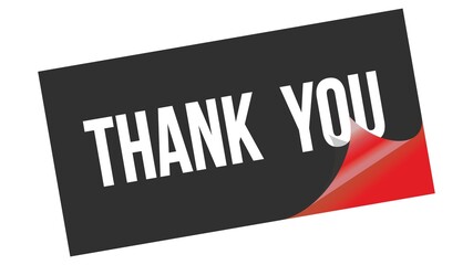 THANK  YOU text on black red sticker stamp.