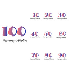 Set Year Anniversary Celebration Rainbow Color Vector Template Design Illustration