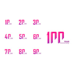 Obraz premium Set Year Anniversary Celebration Rainbow Color Vector Template Design Illustration