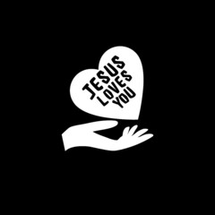 Jesus loves you icon isolated on dark background