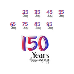 Obraz premium Set Year Anniversary Celebration Rainbow Color Vector Template Design Illustration