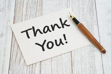 Thank You greeting card with calligraphy pen
