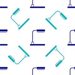 Blue Table lamp icon isolated seamless pattern on white background. Vector