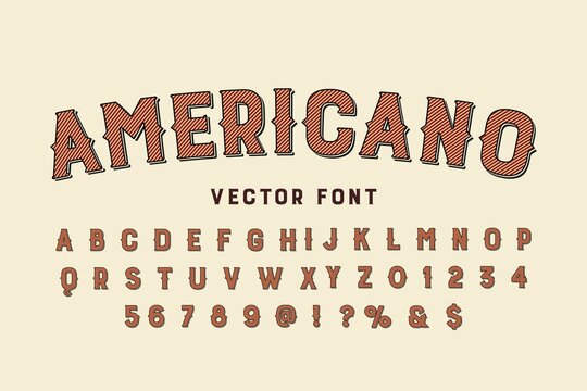 typeface vector design, classic lettering, alphabet font, gray ang orange style background