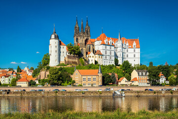 Stadtansichten Meißen an der Elbe, Sachsen, mit Burgberg, Dom und Albrechtsburg