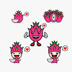 Design Set of fresh dragon fruit