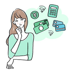 お金に悩む女性のイラスト