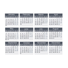 Calendar year 2022. Days, weeks, and months, vector illustration