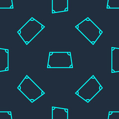 Green line Acute trapezoid shape icon isolated seamless pattern on blue background. Vector