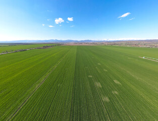Obraz premium Aerial panorama of Rural Land near town of Hisarya, Bulgaria