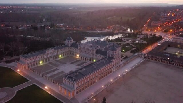 The Palace of Aranjuez was the Spanish Summer royal residence in Madrid. A baroque rococo tourist famous holiday destination to travel and see UNESCO historical monuments