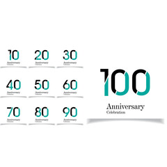 Anniversary Celebration Set Blue Color Vector Template Design Illustration