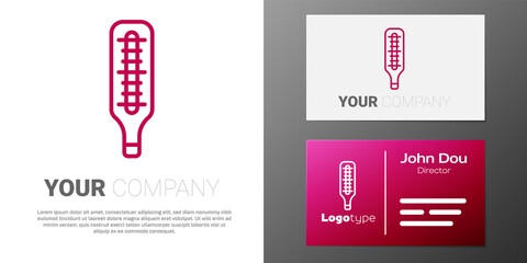 Logotype line Medical thermometer for medical examination icon isolated on white background. Logo design template element. Vector
