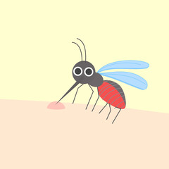 Mosquito bites.Concept of Dengue and Malaria.Zika Virus Outbreak.The insect is sucking blood.