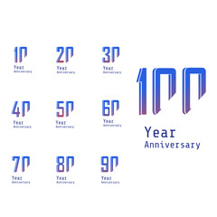 Anniversary Celebration Set Blue Color Vector Template Design Illustration