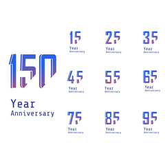 Anniversary Celebration Set Blue Color Vector Template Design Illustration