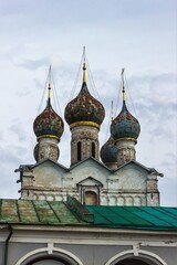 Fototapeta na wymiar Russia, Kostroma, July 2020. Temple complex against the sky.