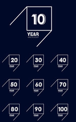 Anniversary Celebration Set Blue Color Vector Template Design Illustration