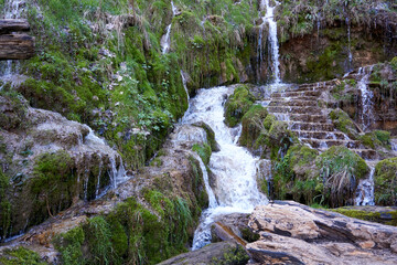 uracher waterfall in bad urach germany famous tourist attraction 