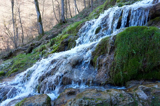 uracher waterfall in bad urach germany famous tourist attraction 