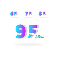 Anniversary Celebration Set Blue Color Vector Template Design Illustration