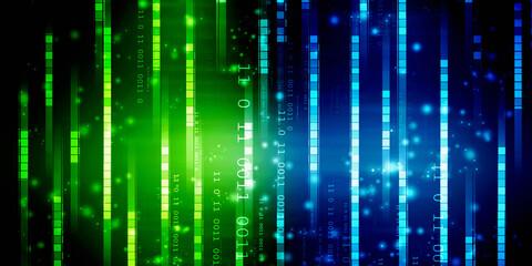 2d illustration abstract digital binary data on computer screen