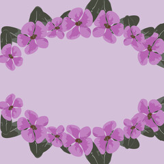 Fototapeta na wymiar leaves and purple flower frame