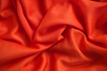 Red crumpled fabric texture background