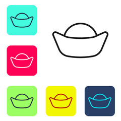 Black line Sushi icon isolated on white background. Traditional Japanese food. Set icons in color square buttons. Vector