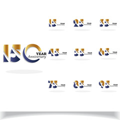 Fototapeta premium Anniversary Celebration Set Blue Color Vector Template Design Illustration