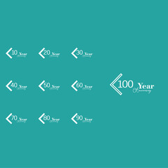 Anniversary Celebration Set Blue Color Vector Template Design Illustration