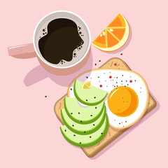 Breakfast. Colored vector illustration on a light background.