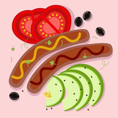 Breakfast. Colored vector illustration on a light background.
