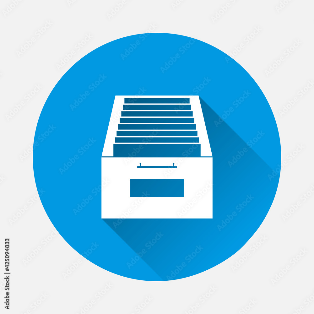 Poster vector icon archived documents, storing documents in archives icon on blue background. flat image wi