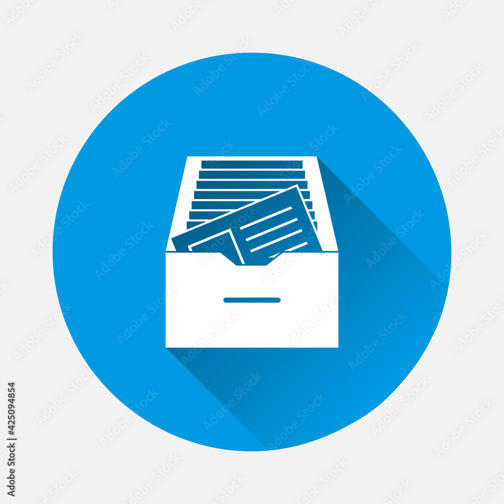 Poster vector icon archived documents, storing documents in archives icon on blue background. flat image wi