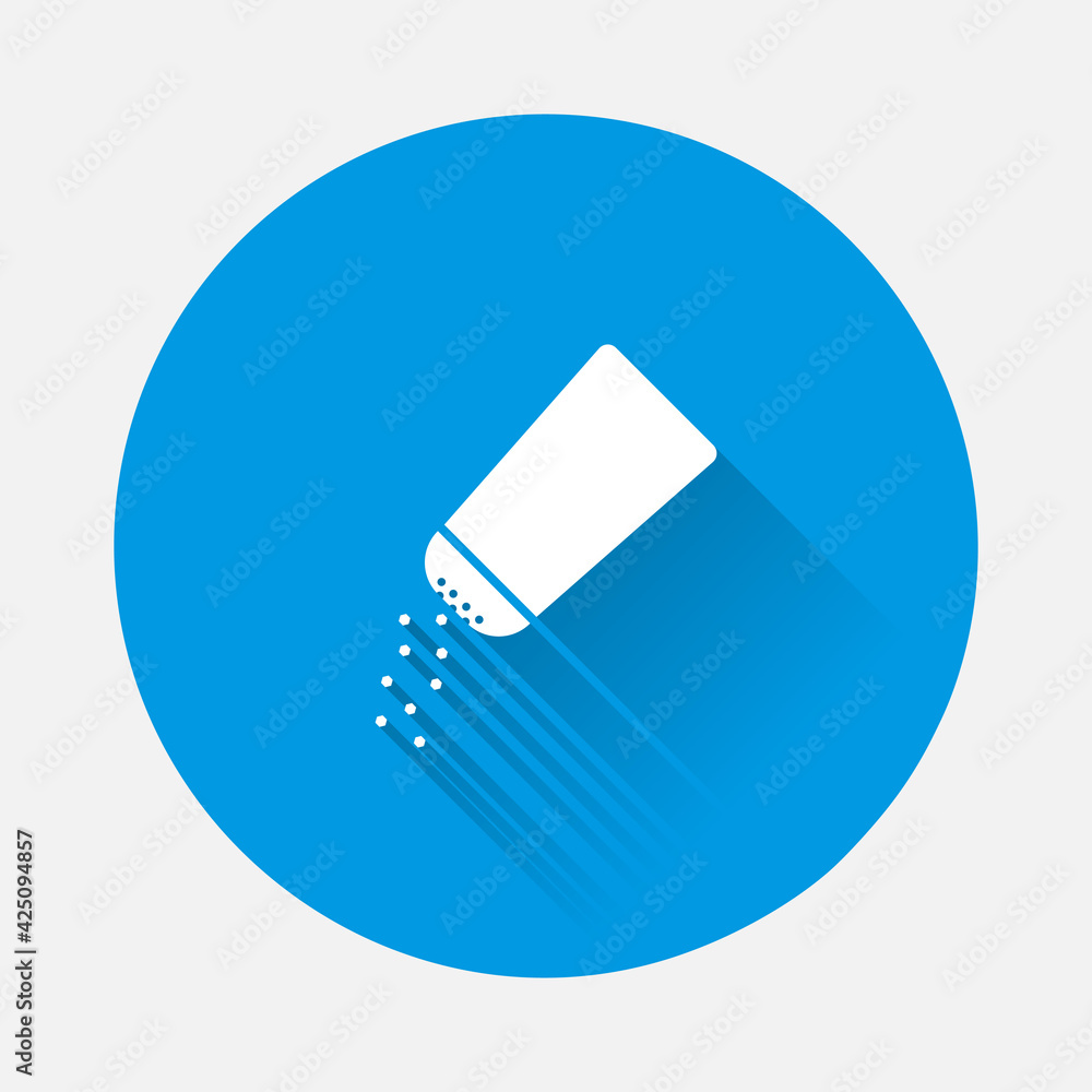 Poster salt vector icon on blue background. flat image with long shadow. layers grouped for easy editing il