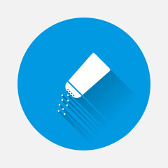 Salt vector icon on blue background. Flat image with long shadow. Layers grouped for easy editing illustration. For your design.