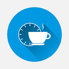 Coffee break vector icon on blue background. Flat image with long shadow.