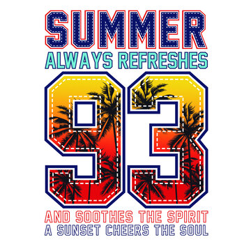 numero con palmeras y pespunte